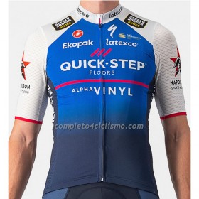 Maglia 2022 Quick-Step Alpha Vinyl Manica Corta Blu Bianco